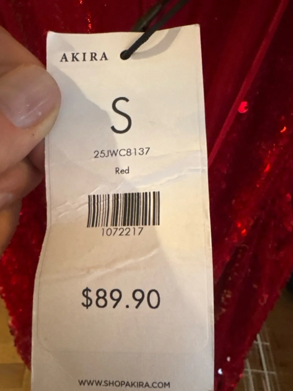 AKIRA Red Sequin Deep V Party Dress NWT  Medium Holiday Vegas - Picture 6 of 6